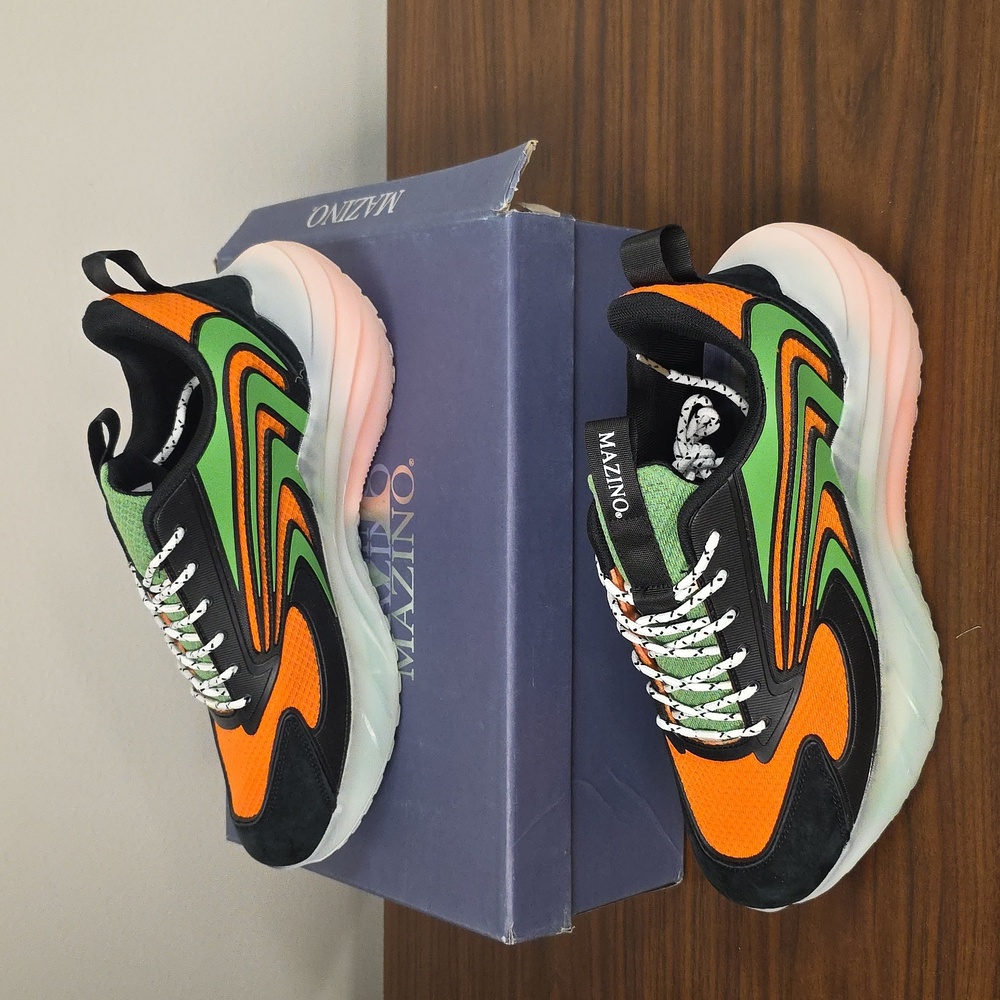 Mazino Krypton 070 Men's Size 10 Black/Orange/Green Men's Sneakers Brand New